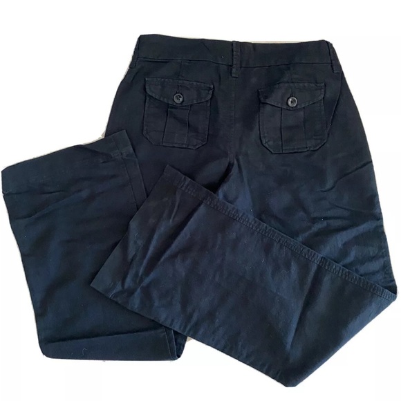 Old Navy Black Mid-Rise Cropped Linen-Blend Pants size 4 Double Button. - Picture 3 of 6